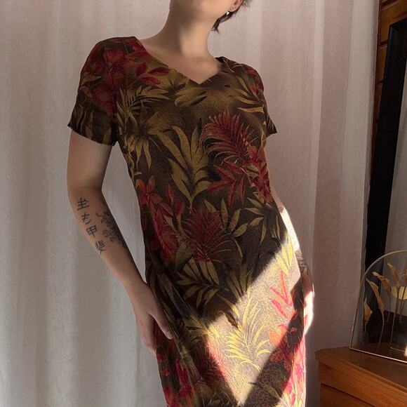 90s Karin Stevens Jungle Vibe Maxi Dress Cheetah Slip Lined Womens 10 Retro VTG - Picture 3 of 7